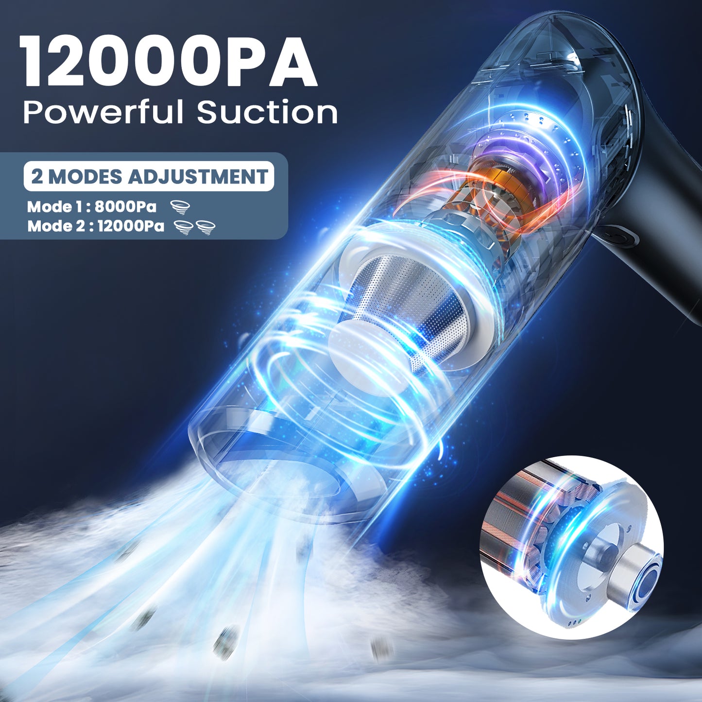 MZGO Handheld Vacuum Cordless, Car Vacuum Cordless Rechargeable 15000Pa High Power with Brushless Motor, Hand Vacuum Mini Vacuum Cleaner Portable Vacuum Cleaner for Car Home Cleanning