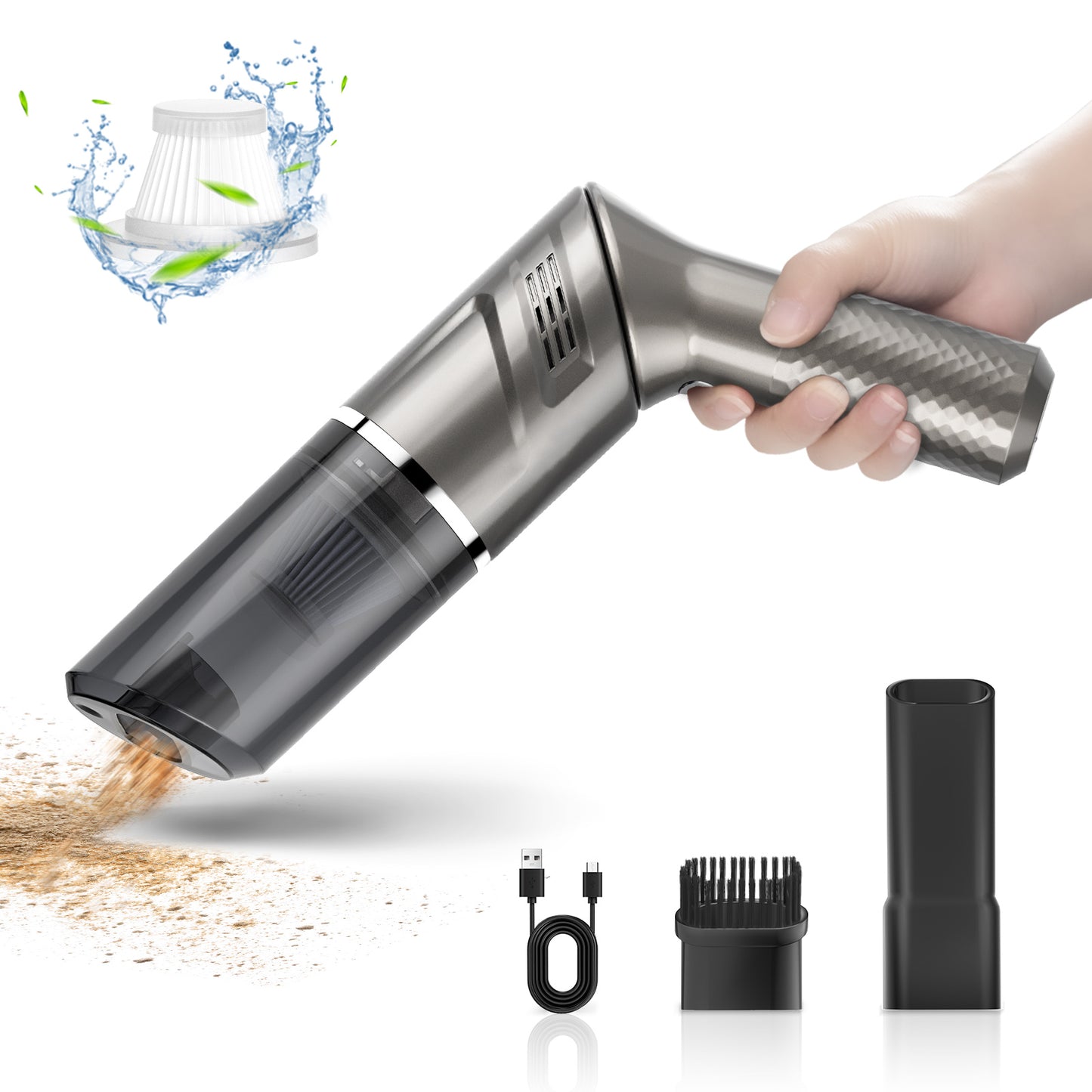 MZGO Car Vacuum Portable Cordless 120W/12kPa High Power Handheld Portable Handheld Vacuum Cordless Cleaner with Low Noise Wet and Dry Use Auto Vacuum Cleaner for Car Home Cleanning