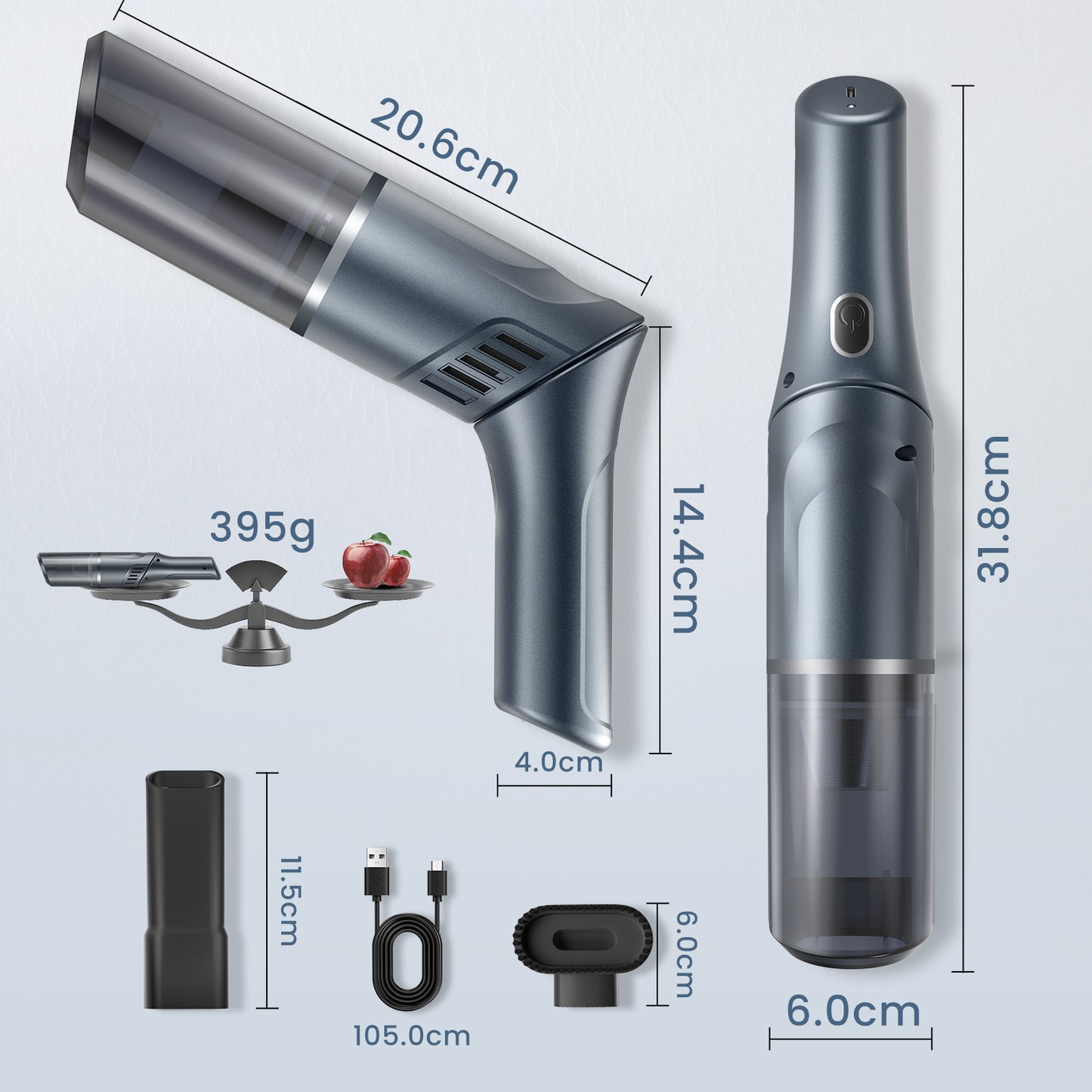 MZGO Car Vacuum Cordless Rechargeable 18000Pa High Power with Brushless Motor, Hand Vacuum Mini Vacuum Cleaner Portable Vacuum Cleaner for Car Home Cleanning