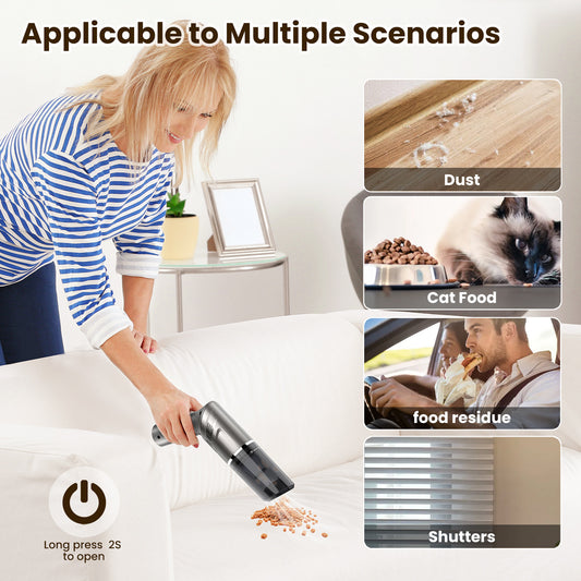 MZGO Car Vacuum Portable Cordless 90W/6kPa High Power Handheld Portable Handheld Vacuum Cordless Cleaner with Low Noise Wet and Dry Use Auto Vacuum Cleaner for Car Home Cleanning