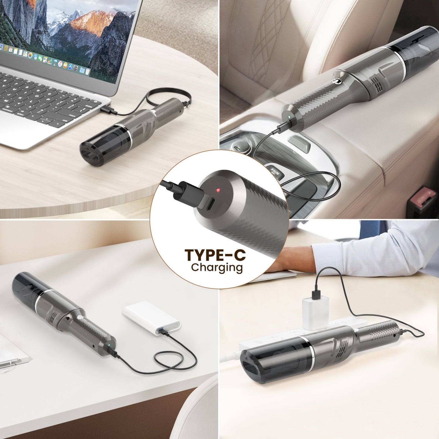 MZGO Car Vacuum Portable Cordless 120W/12kPa High Power Handheld Portable Handheld Vacuum Cordless Cleaner with Low Noise Wet and Dry Use Auto Vacuum Cleaner for Car Home Cleanning